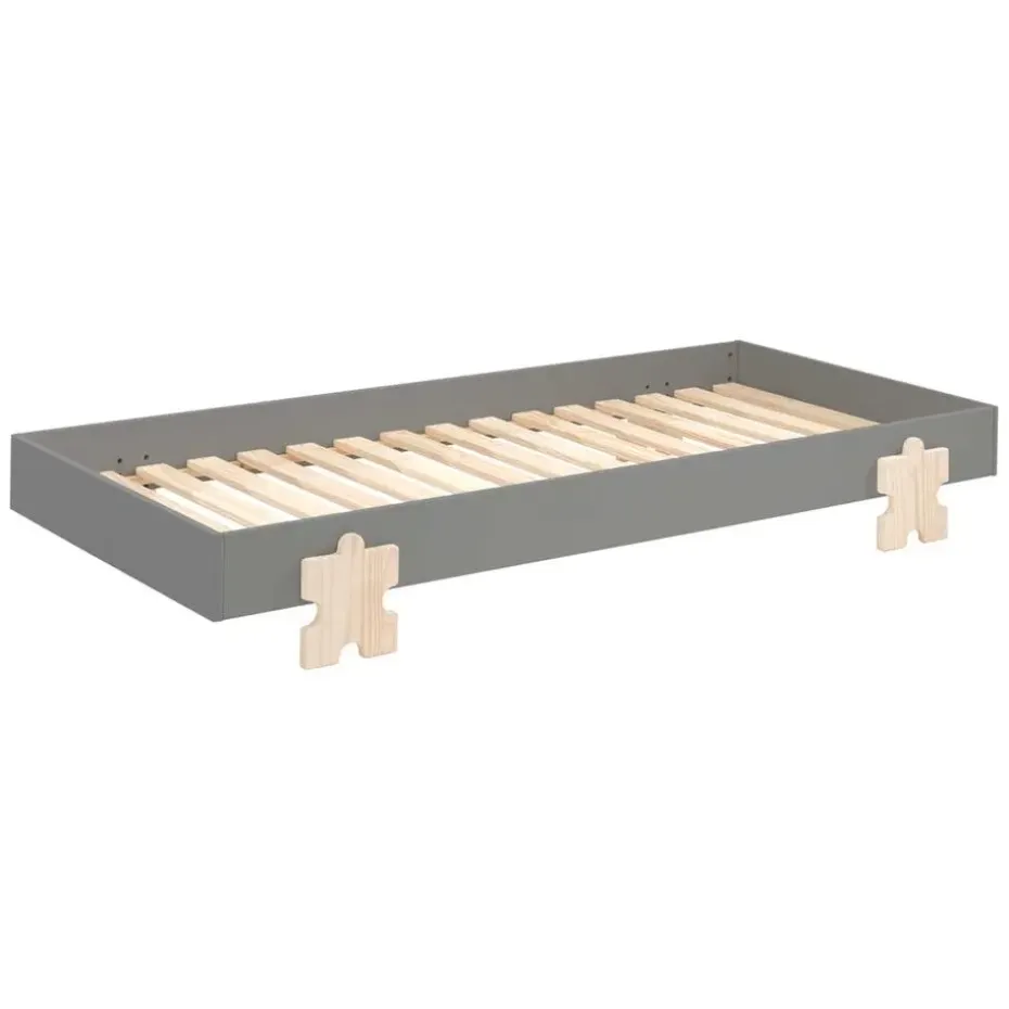 Kinderbed Modulo Puzzle 90x200 stapelbaar - antraciet/dennenhout