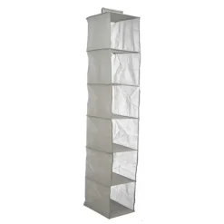 Kipit Kledingkast organizer - 6 vaks - grijs - 25 x 25 x 138 cm