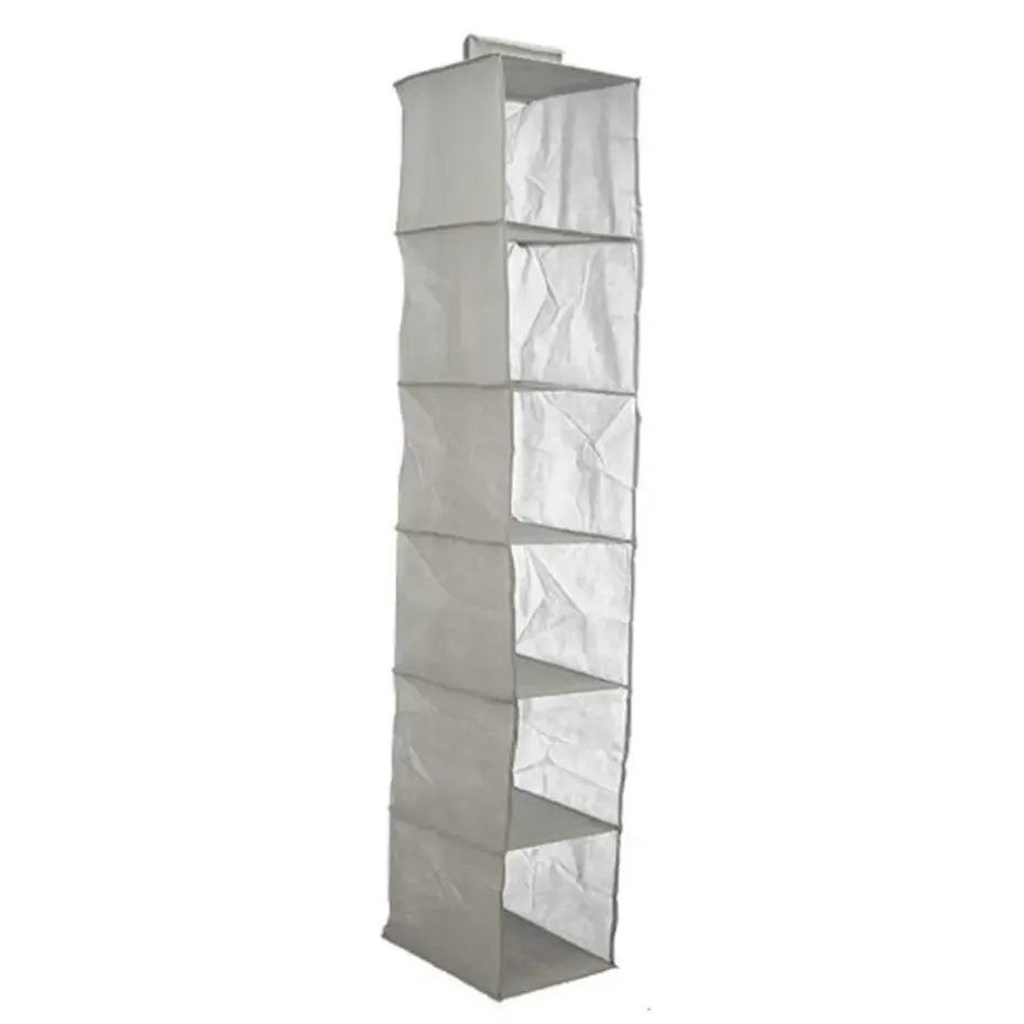 Kipit Kledingkast organizer - 6 vaks - grijs - 25 x 25 x 138 cm