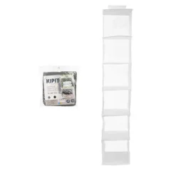 Kipit Kledingkast organizer - 6 vaks - wit - 25 x 25 x 138 cm