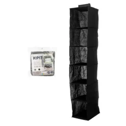 Kipit Kledingkast organizer - 6 vaks - zwart - 25 x 25 x 138 cm