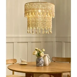 KIRINDI - Kroonluchter - Lichtbruin - Rubberhout