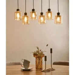 KITARE - Hanglamp 6 lichten - Zwart/Beige - Metaal