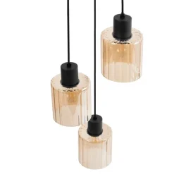 KITARE - Hanglamp 3 lichten - Zwart/Beige - Metaal