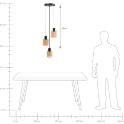 KITARE - Hanglamp 3 lichten - Zwart/Beige - Metaal