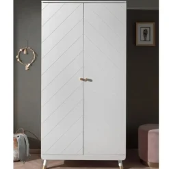 Kledingkast Billy 2 deuren MDF - wit/goud