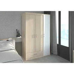 Kledingkast Charly 3-deurs - acaciakleur - 180x112x52 cm