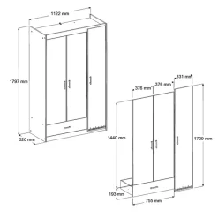 Kledingkast Charly 3-deurs - acaciakleur - 180x112x52 cm