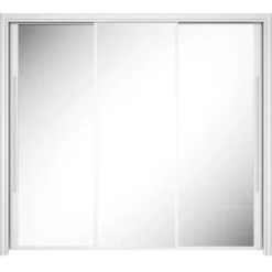 Kledingkast Cody 231cm met 3 schuifdeuren & spiegel - wit