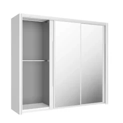 Kledingkast Cody 231cm met 3 schuifdeuren & spiegel - wit