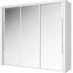 Kledingkast Cody 231cm met 3 schuifdeuren & spiegel - wit