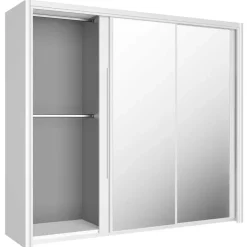 Kledingkast Cody 231cm met 3 schuifdeuren & spiegel - wit