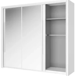 Kledingkast Cody 231cm met 3 schuifdeuren & spiegel - wit