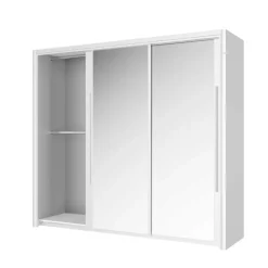 Kledingkast Cody 231cm met 3 schuifdeuren & spiegel - wit