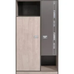 Kledingkast Fabric - eikenkleur/grijs - 181,5x101,4x50,5 cm