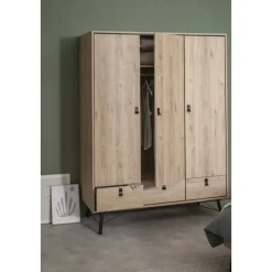 Kledingkast Kansas 3-deurs - eikenkleur - 200x150x60 cm