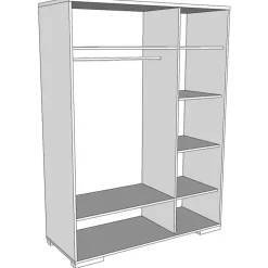 Kledingkast London 146cm met 3 deuren - wit