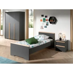 Kledingkast London 146cm met 3 deuren - antraciet