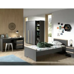 Kledingkast London 146cm met 3 deuren - antraciet