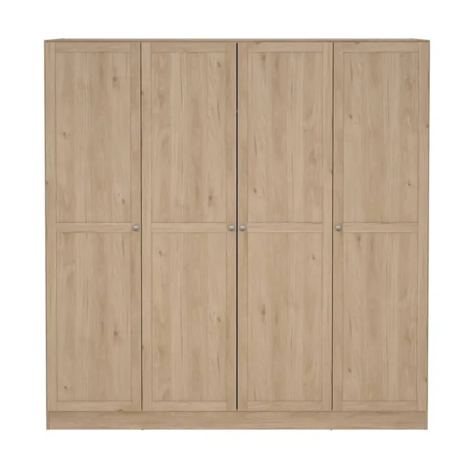 Kledingkast Lynn 4-deurs - eikenkleur - 200x196x62 cm