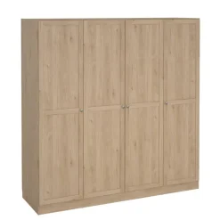 Kledingkast Lynn 4-deurs - eikenkleur - 200x196x62 cm