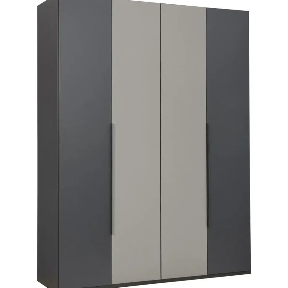 Kledingkast Milaan 4-deurs - grafiet/greige -236x180x58 cm