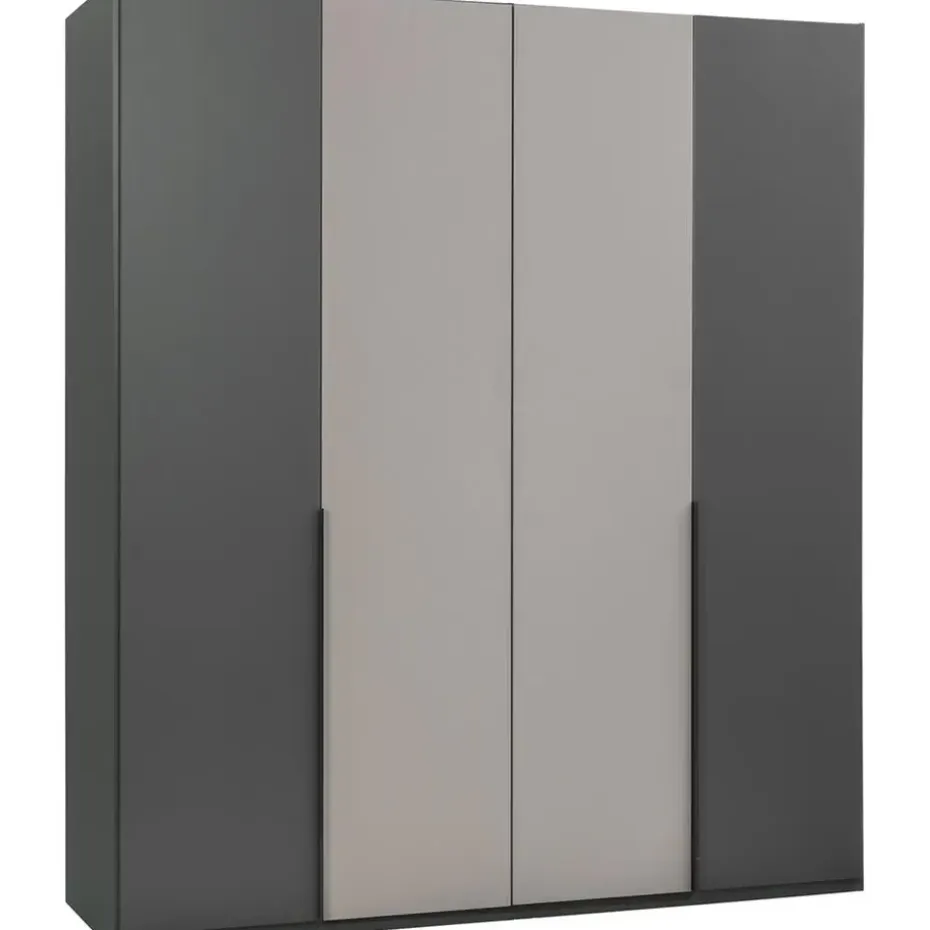 Kledingkast Milaan 4-deurs - grafiet/greige - 208x180x58 cm