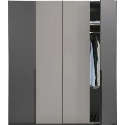 Kledingkast Milaan 4-deurs - grafiet/greige - 208x180x58 cm