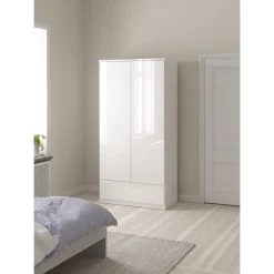 Kledingkast Naia 2-deurs - hoogglans wit - 50x99x201 cm