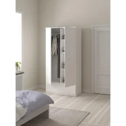 Kledingkast Naia 2-deurs - hoogglans wit - 50x99x201 cm