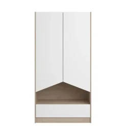 Kledingkast Shelby met 2 deuren en 1 lade - eik/wit