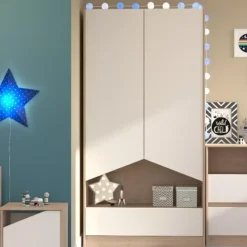 Kledingkast Shelby met 2 deuren en 1 lade - eik/wit