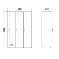 Kledingkast Space 3-deurs - wit - 175,4x115,8x49,5 cm