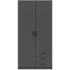 Kledingkast Sprint 2-deurs - antracietkleur - 200x98,5x50 cm