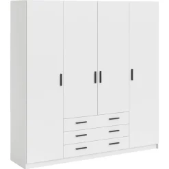 Kledingkast Sprint 4-deurs - wit - 200x196x50 cm