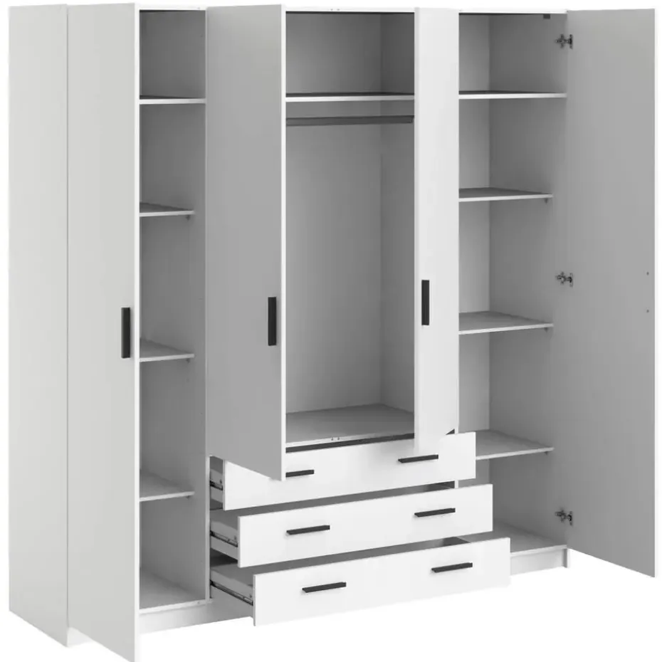 Kledingkast Sprint 4-deurs - wit - 200x196x50 cm