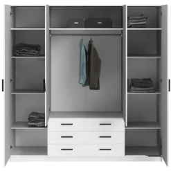 Kledingkast Sprint 4-deurs - wit - 200x196x50 cm