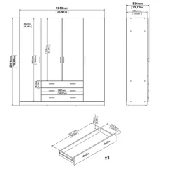 Kledingkast Sprint 4-deurs - wit - 200x196x50 cm
