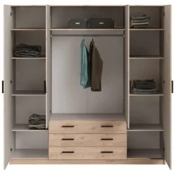 Kledingkast Sprint 4-deurs - eikenkleur - 200x196x50 cm