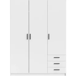 Kledingkast Sprint 3-deurs - wit - 200x147x50 cm