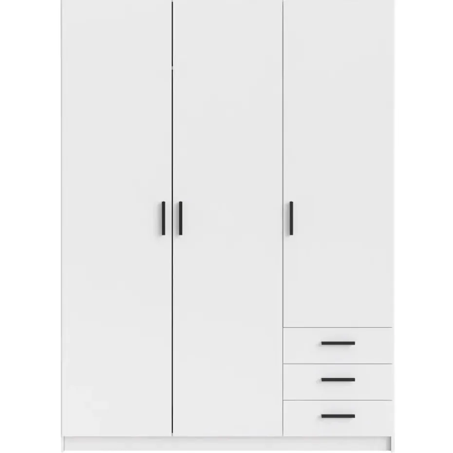 Kledingkast Sprint 3-deurs - wit - 200x147x50 cm