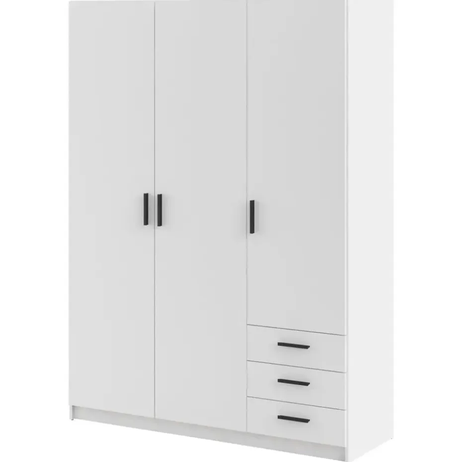 Kledingkast Sprint 3-deurs - wit - 200x147x50 cm