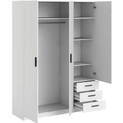 Kledingkast Sprint 3-deurs - wit - 200x147x50 cm