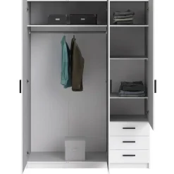 Kledingkast Sprint 3-deurs - wit - 200x147x50 cm