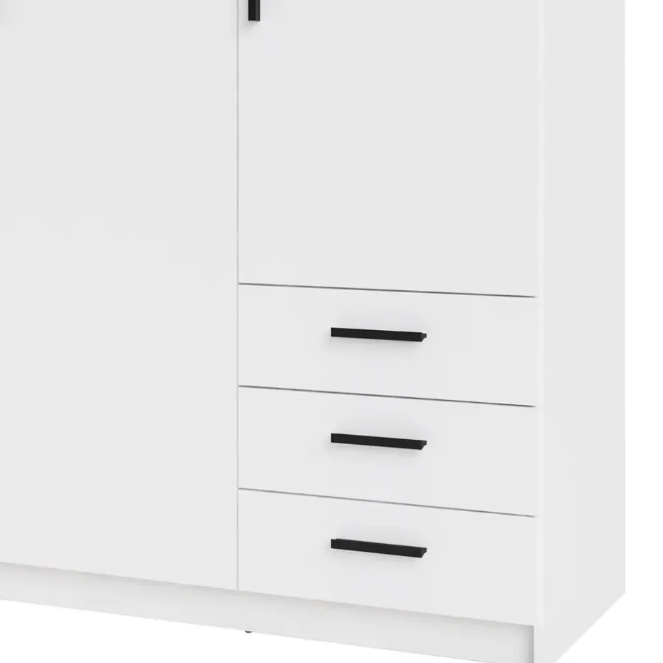 Kledingkast Sprint 3-deurs - wit - 200x147x50 cm