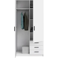 Kledingkast Sprint 2-deurs - wit - 200x98,5x50 cm
