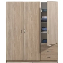 Kledingkast Varia 3-deurs - licht eiken - 175x146x50 cm