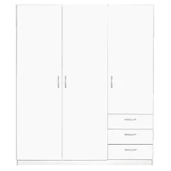 Kledingkast Varia 3-deurs - wit - 175x146x50 cm