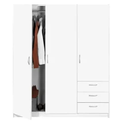 Kledingkast Varia 3-deurs - wit - 175x146x50 cm
