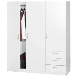 Kledingkast Varia 3-deurs - wit - 175x146x50 cm